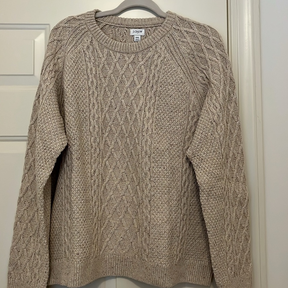 J. Crew Heather Khaki Donegal Cable Crewneck Sweater/NWT/XXL - Picture 9 of 10
